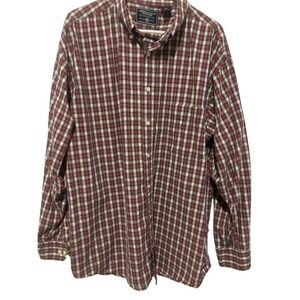 American Eagle Shirt Men's Outfitters XL Plaid Red‎ Long Sleeve Button Up